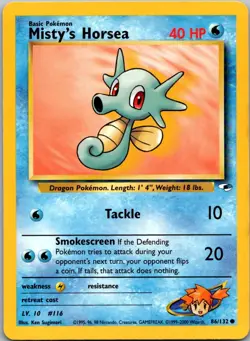 Misty's Horsea 86/132 Common Gym Heroes Pokemon Unlimited Near Mint - Image 1