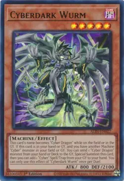 Yugioh! LP Cyberdark Wurm - ALIN-EN027 - Ultra Rare - 1st Edition Lightly Played - Image 1