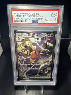 PSA 9 Cynthia's Garchomp ex 232/182 Sv10: Destined Rivals Holo - Image 1