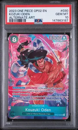 One Piece Kozuki Oden OP02-030 SR Alt Art Paramount War English Card PSA 10 💎 - Image 1