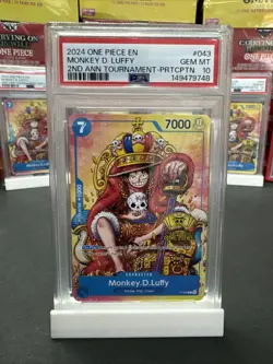 PSA 10 Gem Mint Luffy Promo P-043 2nd Anniversary Tournament Exclusive One Piece - Image 1