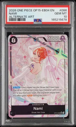 2026 ONE PIECE OP15-EB04-ADVENTURE ON KAMI'S ISLAND ALTERNATE ART NAMI PSA 10 - Image 1