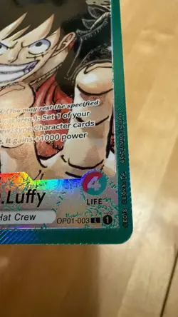 ONE PIECE Romance Dawn Monkey D. Luffy OP01 003 Alt Art Lead Pre Errata EX/NM - Image 4