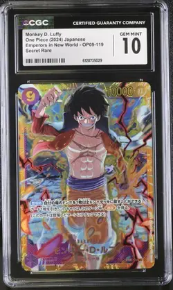 CGC 10 Monkey D. Luffy Secret Rare OP09-119 Emperors in New World Jpn - Image 1