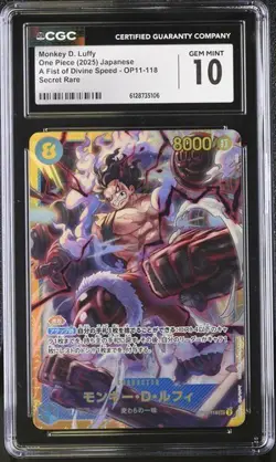 CGC 10 2025 One Piece JPN Monkey D.Luffy OP11-118 SEC Fist of Divine - Image 1