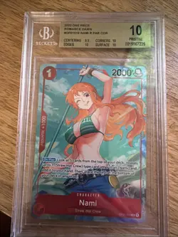 2022 One Piece Romance Dawn Nami Errata (up to 1) OP01-016 BGS 10 Pristine - Image 1