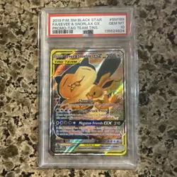 2019 Eevee & Snorlax GX #SM169 Tag Team Full Art Black Star Promo PSA 10 Gem MT - Image 1