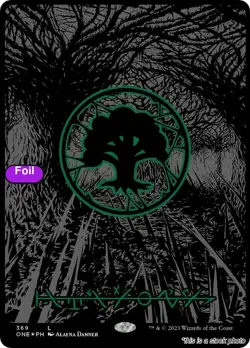 MTG Foil Forest (Phyrexian) - Full Art (Oil Slick Raised Foil) Card #369 Phyr... - Image 1