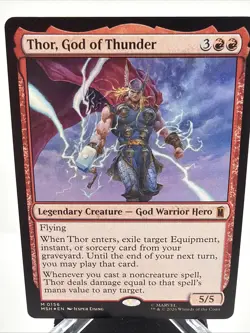 MTG Foil Thor, God of Thunder Card #156 Marvel Super Heroes NM Magic - Image 2