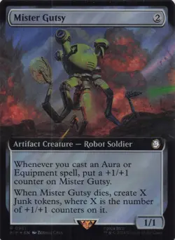 Mister Gutsy (Extended Art) NM Surge Foil Fallout #961 Rare MTG - Image 1