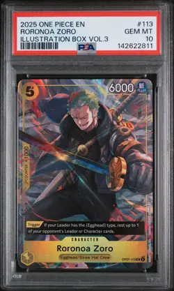 Bandai One Piece Card Game Roronoa Zoro OP07-113 Illustration Box Vol.3 PSA 10 - Image 1