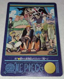 One Piece Visual Adventure No.87 Shanks Luffy To the Sea Carddass Bandai 2001 - Image 2