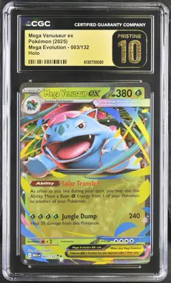 CGC 10 PRISTINE Mega Venusaur ex 003/132 Mega Evolution Holo Pokemon Card - Image 1