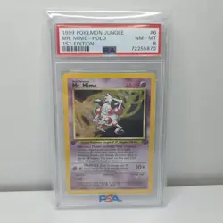 Pokemon PSA 8 1st Edition Mr. Mime 6/64 Jungle Holo Rare Vintage Card Mint - Image 1