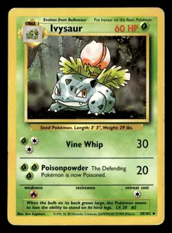 Ivysaur 30/102 Uncommon Base Set Unlimited Pokemon Card HH - Image 1