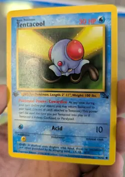 1995 POKEMON TENTACOOL 56/62 1ST EDITION FOSSIL SET PRE OWNED USED CARD - Image 3