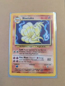 1995 POKEMON 12/102 NINETALES HOLO BASE SET MODERATELY USED CARD - Image 1