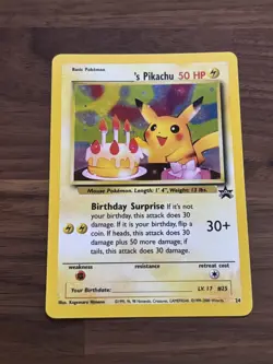2000 Pokemon Birthday Pikachu Promo Card Wotc 24/53 - Image 1