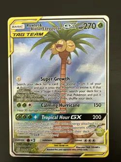 Rowlet & Alolan Exeggutor GX - 215/236 - Pokemon Unified Minds Full Art Card NM - Image 1