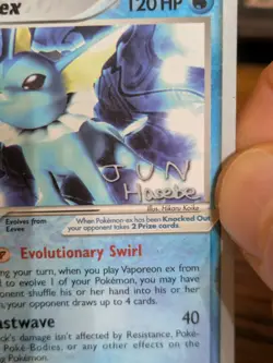 Pokemon World Championships 2007 Vaporeon EX 110/113 Card 120 HP Jun Hasebe - Image 2