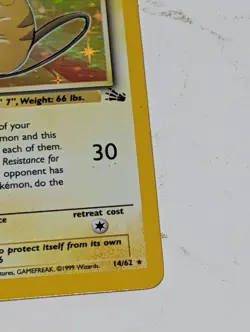 Pokemon TCG Raichu Fossil Holo Rare Card 14/62 Fossil - Image 3