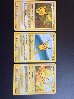 Pokemon TCG (Mysterious Treasures, Pop Series 9, Arceus) Pikachu Cards (3) NM - Image 1