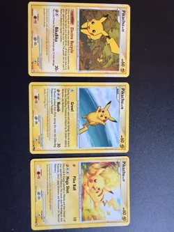 Pokemon TCG (Mysterious Treasures, Pop Series 9, Arceus) Pikachu Cards (3) NM - Image 3