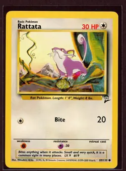 Rattata Non-Holo WOTC Pokemon Card 89/130 Base 2 Set NM/M - Image 1