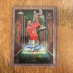 RYAN GIGGS 2025-26 TOPPS CHROME UEFA ROAD TO GLORY AUTO GREEN /99 MAN UNITED - Image 1