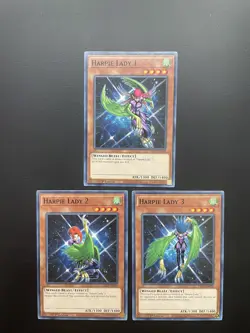 Yugioh Harpie Lady 1 + 2 + 3 LDS2-EN068 / 69 / 70 1st Edition Common NM/LP - Image 1