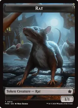MTG -{Rat Token} (#014) {Zombie Token} Foundations Non-foil - Image 1