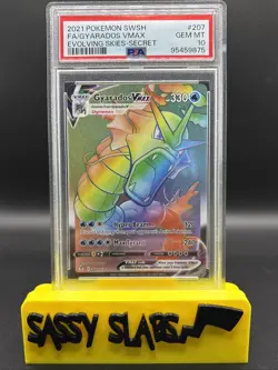 PSA 10 GEM MINT Gyarados Vmax Rainbow Secret Rare 207/203 Evolving Skies Pokemon - Image 1