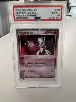 Mewtwo EX 2003 Pokemon Ruby & Sapphire Holo Rare Card 101/109 PSA 6 - Image 1