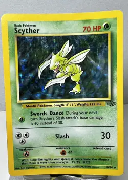 Scyther 10/64 Jungle Holo Rare Vintage 1999 Pokemon TCG Card LP - Image 1