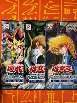 YUGIOH LIMITED EDITION 3 YUGI/KAIBA/JOEY SET SEALED BOOSTER PACK JAPANESE - Image 1