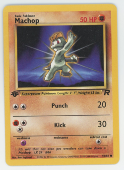 Machop 59/82 1st Edition NM LP MP HP Common Team Rocket Pokemon Card 2000 WOTC - Image 1