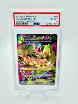 2015 POKEMON XY ANCIENT ORIGINS #85 FULL ART/M SCEPTILE EX PSA 8 - Image 1