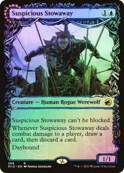 Suspicious Stowaway FOIL SHOWCASE - 288 - Innistrad: Midnight Hunt MID MTG - Image 1