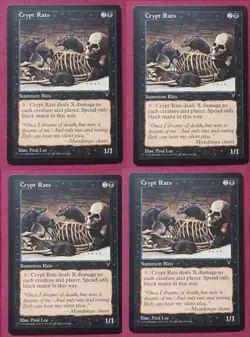 "Crypt Rats" x4 - Magic The Gathering Card - Visions - 4-Card Playset - Image 1