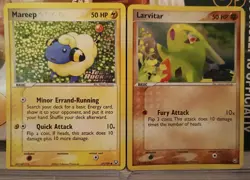 Pokemon Cards Ex Team Rocket Returns Larvitar & Mareep Reverse Holo Stamped - Image 1