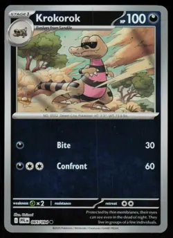 Krokorok 065/094 Common Phantasmal Flames Pokemon Reverse Holo Near Mint - Image 1