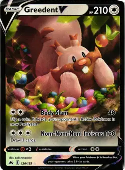 GREEDENT V 120/159 HOLO V RARE CROWN ZENITH POKEMON NM - Image 1