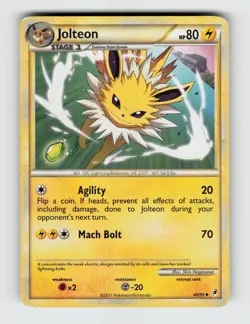 Jolteon 45/95 Uncommon Call of Legends Pokemon 2011 Moderately Played - Image 1