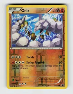 Onix 61/116 Reverse Holo Uncommon Plasma Freeze Pokemon 2013 Moderately Played - Image 1