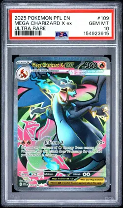 2025 POKEMON PFL EN-PHANTASMAL FLAMES ULTRA RARE #109 MEGA CHARIZARD X EX PSA 10 - Image 1