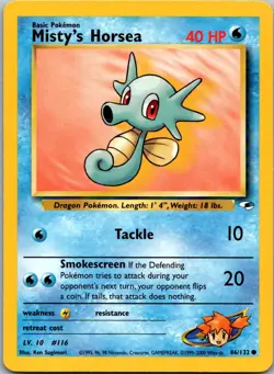 Misty's Horsea 86/132 Common Gym Heroes Pokemon Unlimited Near Mint - Image 1