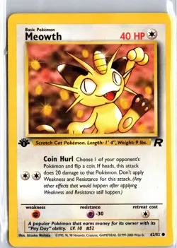Meowth 62/82 Common Team Rocket Pokemon 1st Edition LP - Image 1