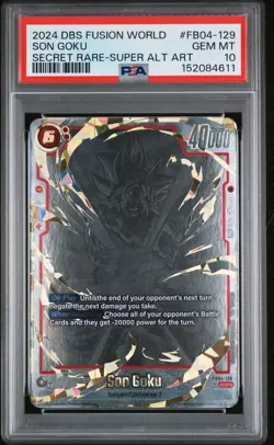 PSA 10 Son Goku FB04-129 Secret Rare Super Alt Art DB Fusion World SCR - Image 3