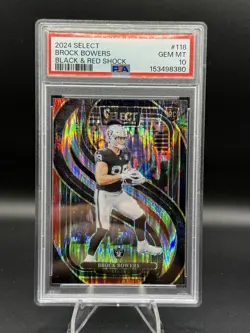 2024 Panini Select - Premier Level Brock Bowers #118 Black & Red Shock PSA 10 - Image 1