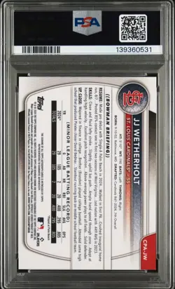 2025 BOWMAN CHROME 1st AUTO JJ WETHERHOLT PSA 9 Cardinals ROY Rookie #CPAJW - Image 2